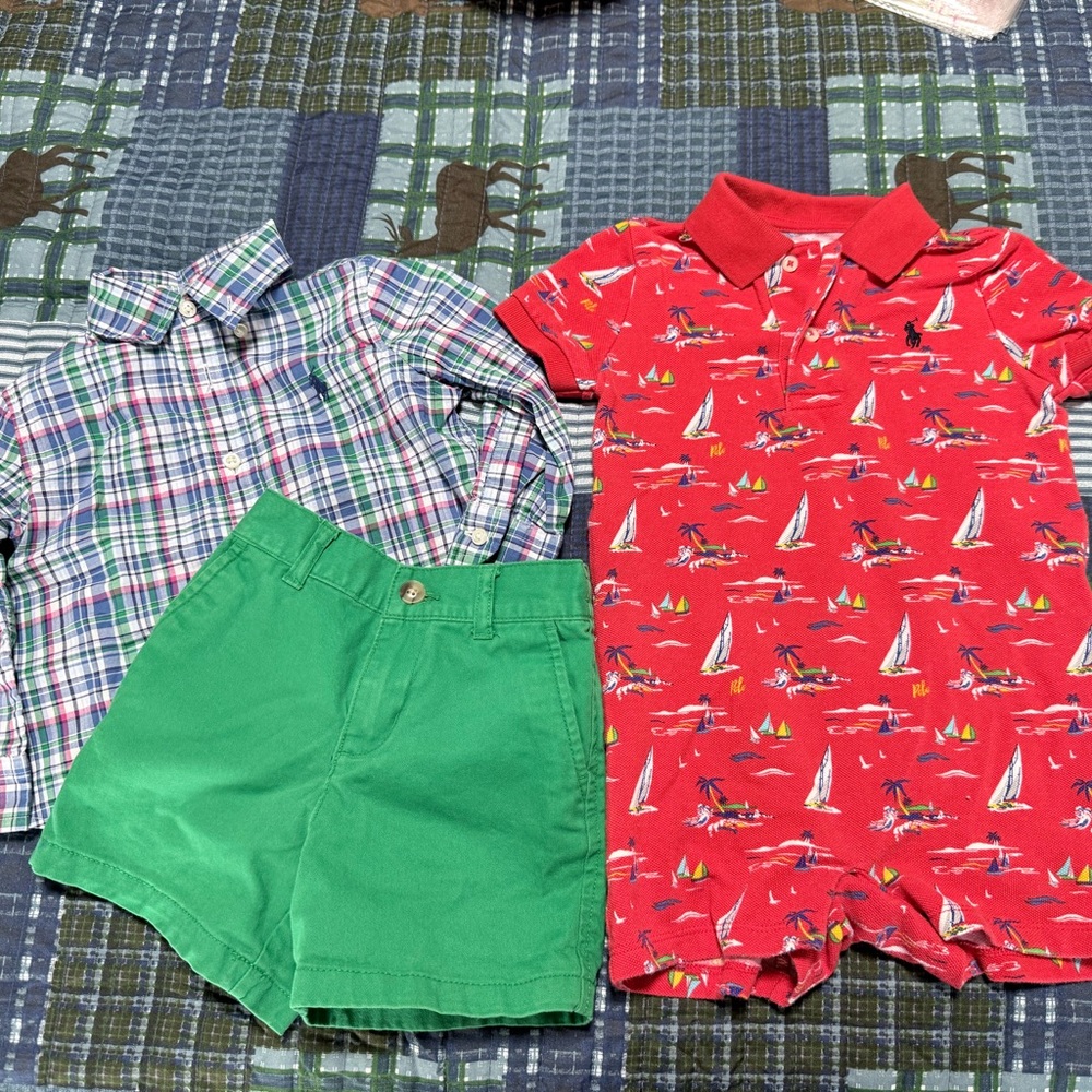Ralph Lauren Kids Boys Lot Of Shirt Shorts Bodysuit 12M VGUC
